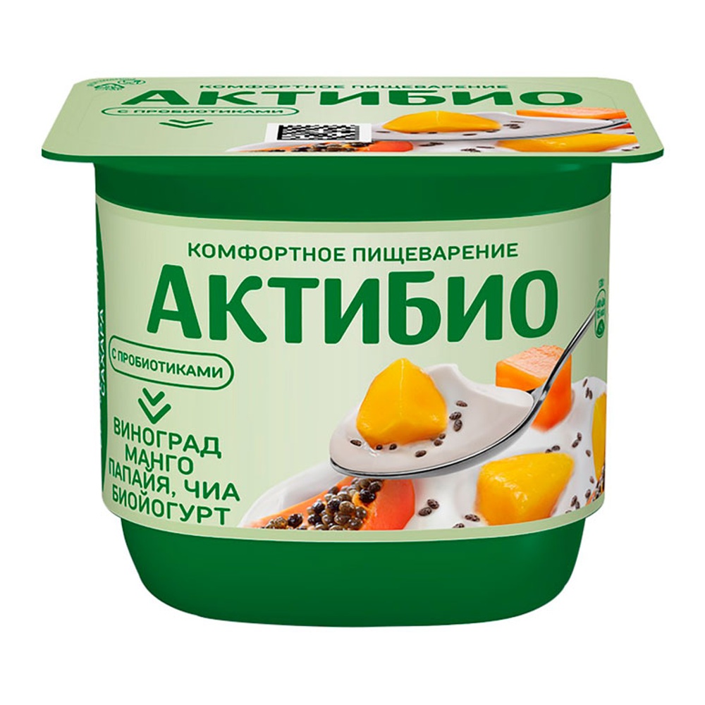 Биойогурт АктиБио 2,9% 130г виноград-манго-папайя-семена чиа