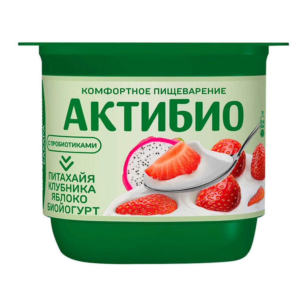 Биойогурт АктиБио 2,9% 130г клубника-яблоко-питахайя