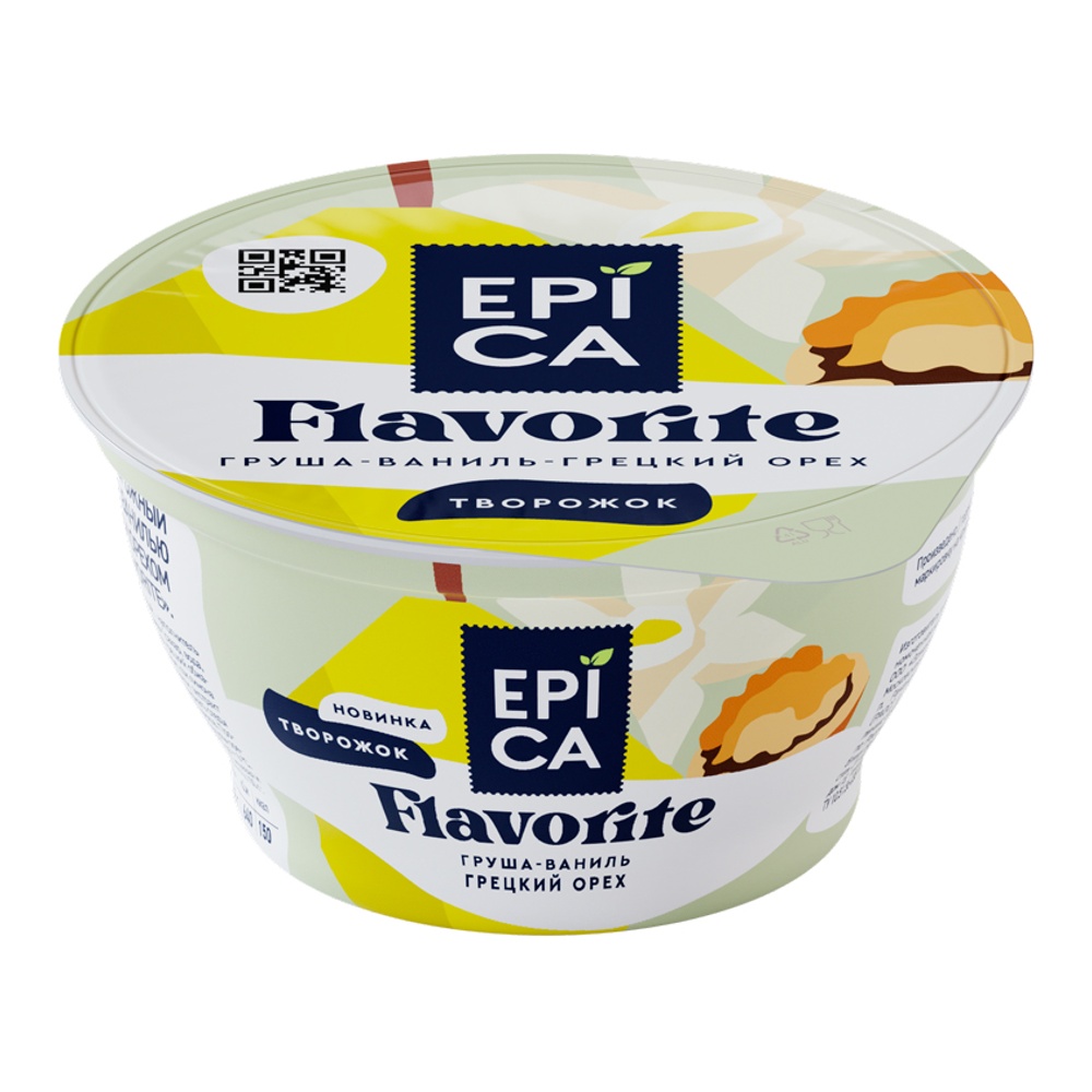 Десерт творожный Эпика Флаворит 8% 130г груша-ваниль-грецкий орех пл/ст