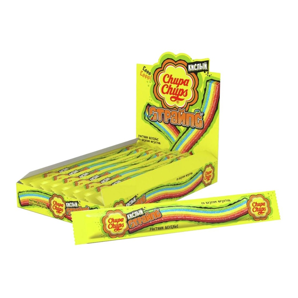 Мармелад экструдированный Чупа Чупс Страйпсы со вкусом фруктов 10г; 48