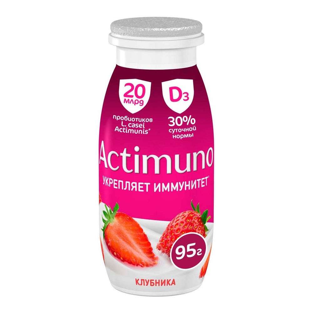 Продукт кисломолочный Актимуно 1,5% 95г клубника пл/б