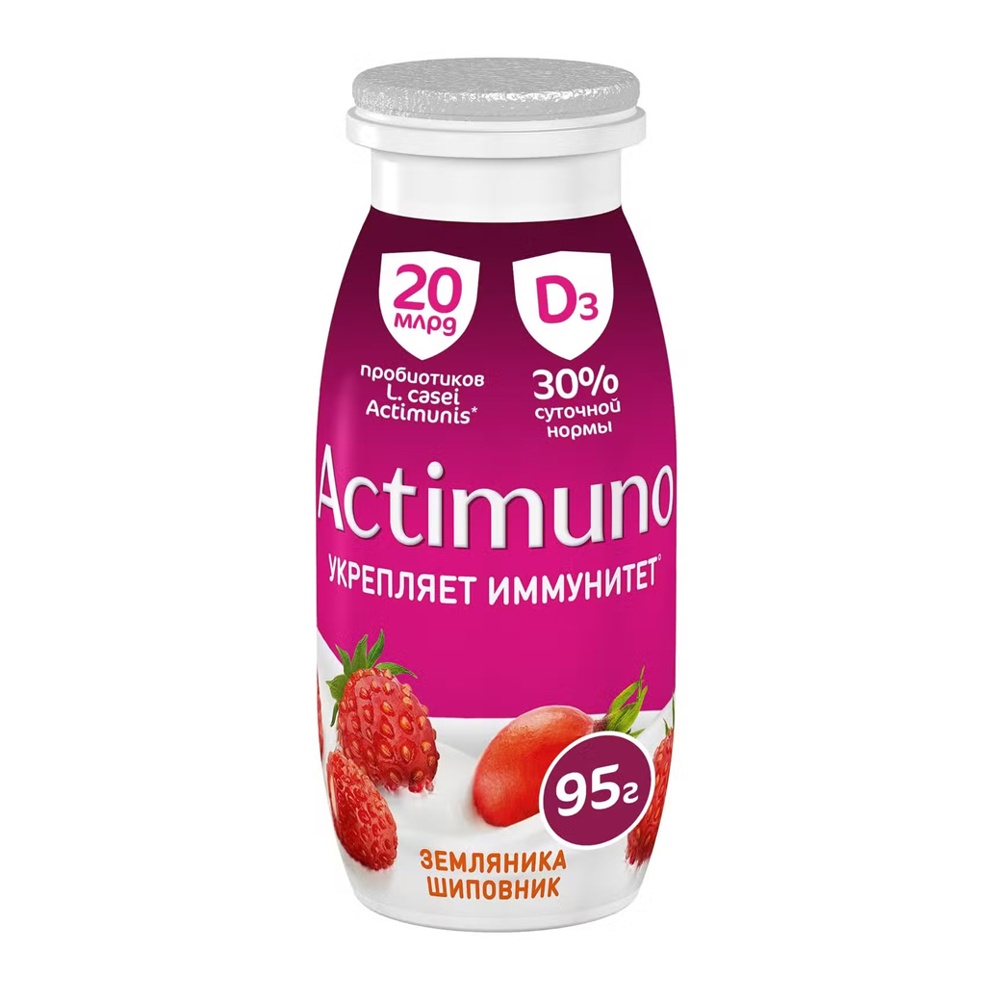 Продукт кисломолочный Актимуно 1,5% 95г земляника-шиповник пл/б