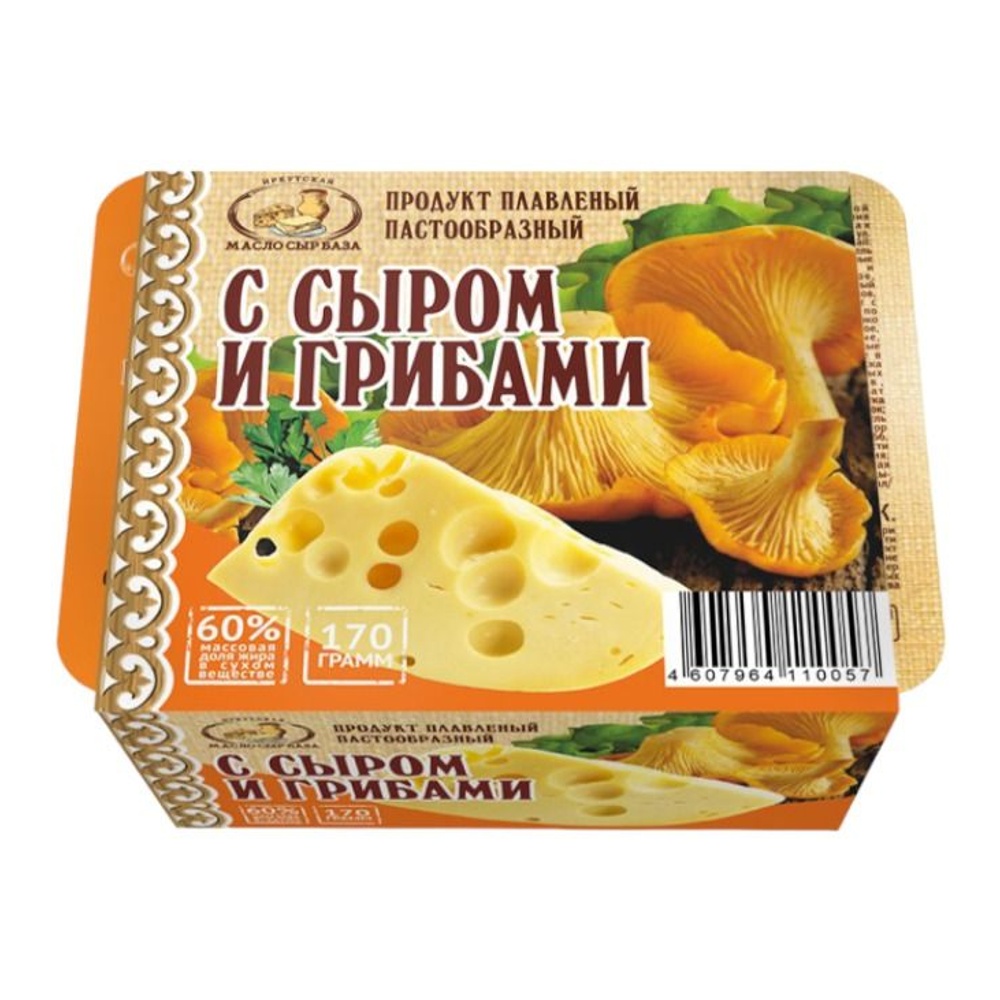 Продукт плавленый пастообразный с ЗМЖ с сыром и со вкусом грибов 50% 170г Иркутская МСБ; 20