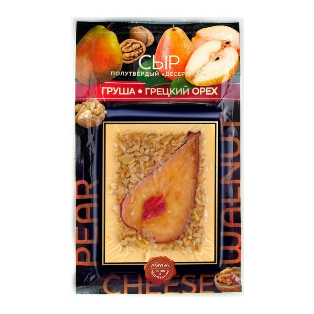 Сыр Десертный Амига с грушей и грецким орехом 45% 150г в/у