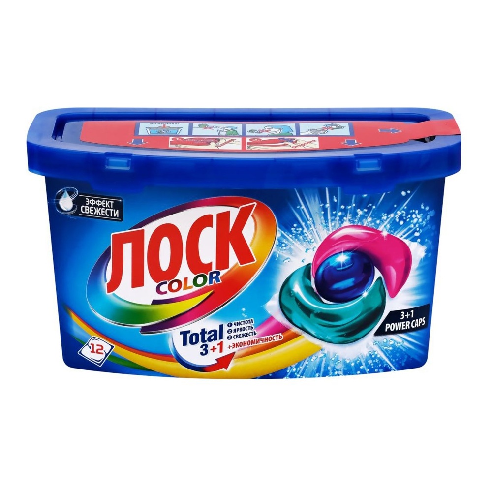 Средство Лоск Колор жидкое для стирки в растворимых капсулах 12шт