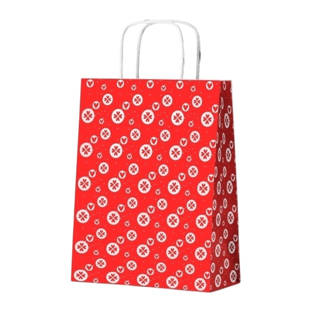 Пакет подарочный с кручеными ручками белый/красный Для любимых 260*150*360мм