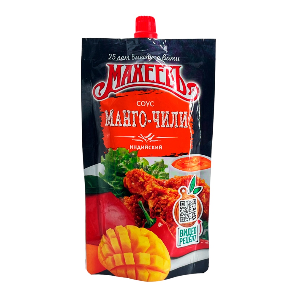 Соус Махеевъ деликатесный Манго-Чили Индийский 230г дой-пак с дозатором