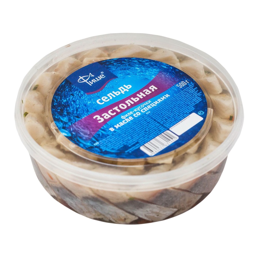 Сельдь Фише Застольная филе-кусочки в масле со специями 430г пл/б; 12