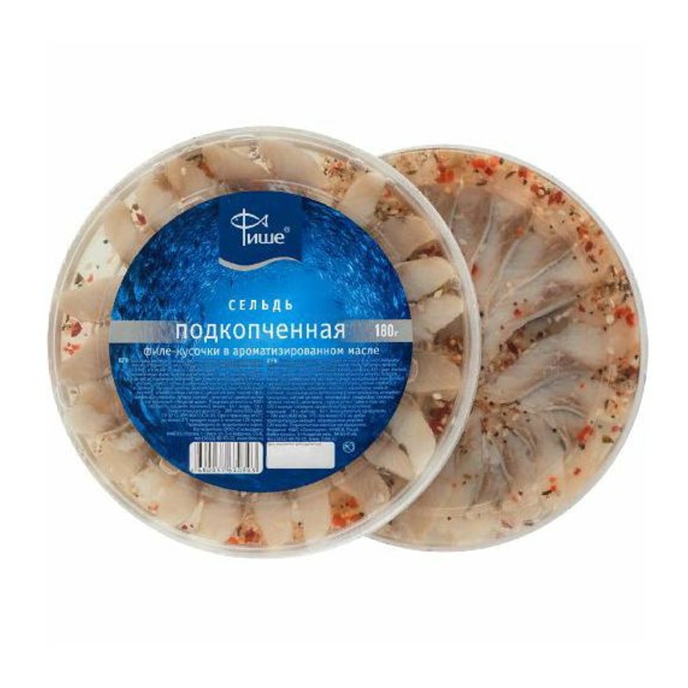 Сельдь Фише Подкопченная филе-кусочки в ароматизированном масле 180г пл/б; 15