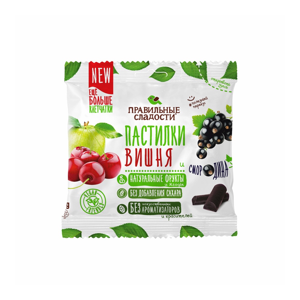 Пастилки фруктовые Правильные сладости Вишня-Смородина 70г