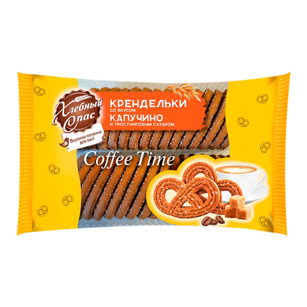 Печенье Хлебный Спас Крендельки со вкусом капучино и тростниковым сахаром сдобное 320г