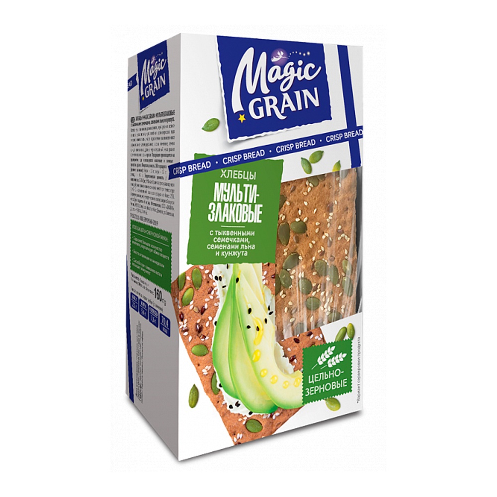 Хлебцы Меджик Грейн мультизлаковые с тыквенными семечками, семенами льна и кунжута 160г