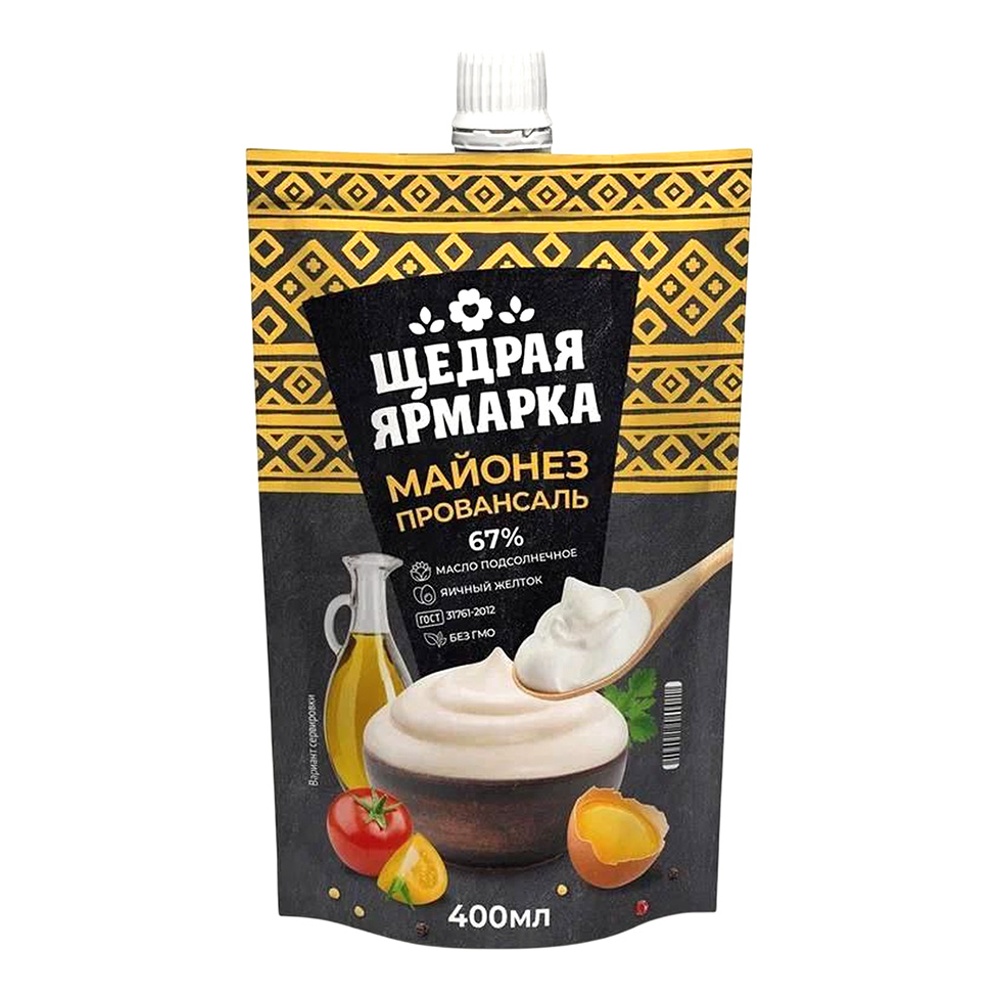 Майонез Щедрая Ярмарка Провансаль 67% 400мл дой-пак с дозатором