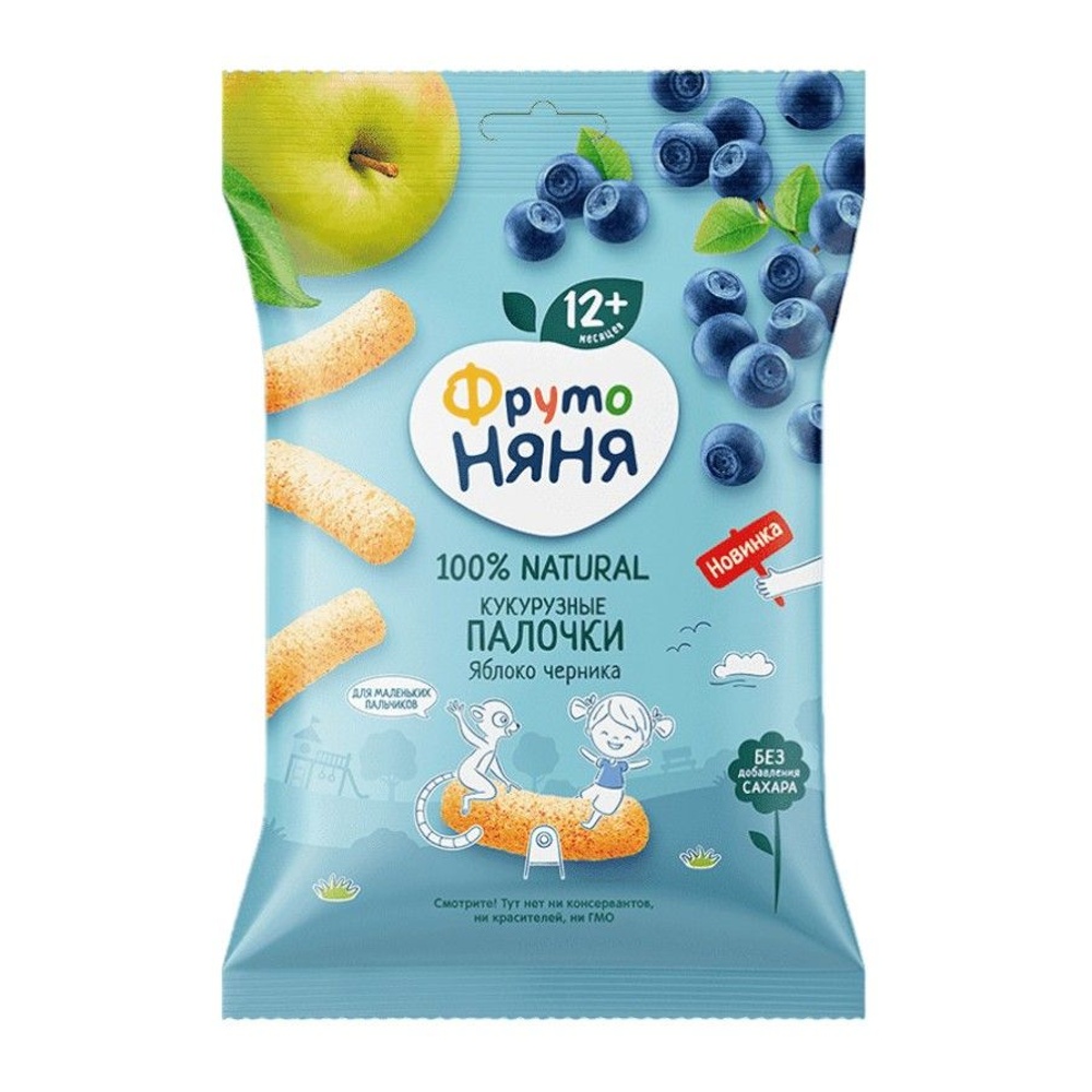 Дет пит Фрутоняня Палочки кукурузные с яблоком и черникой с 12мес 20г; 9