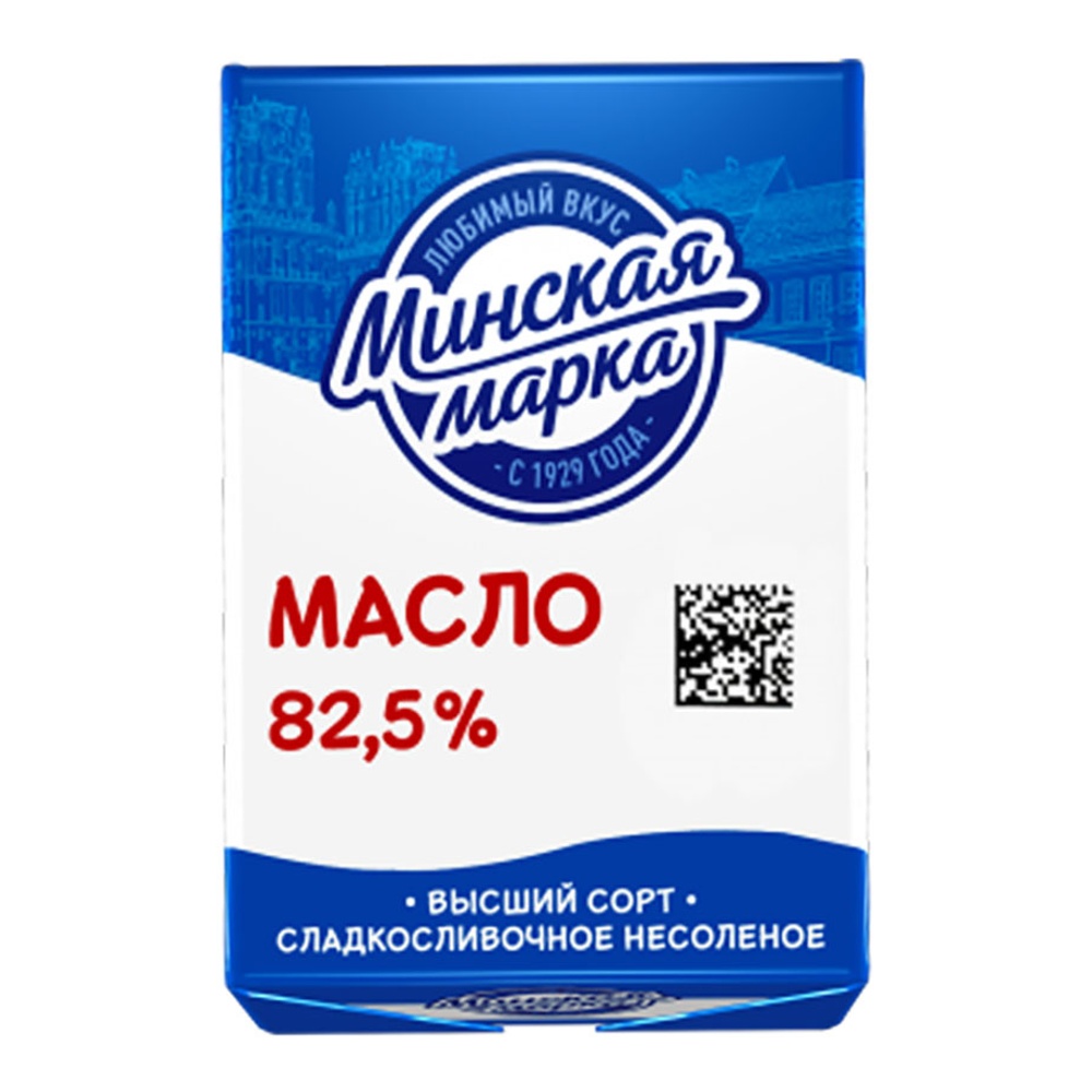 Масло Минская марка сладкосливочное несоленое в/с 82,5% 180г