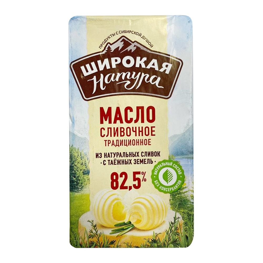 Масло Широкая Натура сладко-сливочное Традиционное несоленое 82,5% 175г; 16