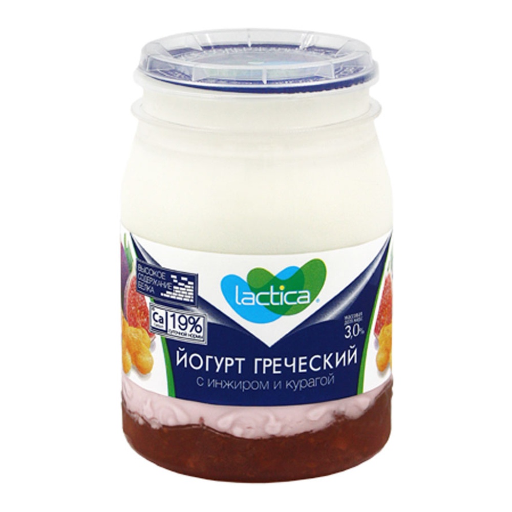 Йогурт Лактика греческий 3% 190г инжир-курага пл/б