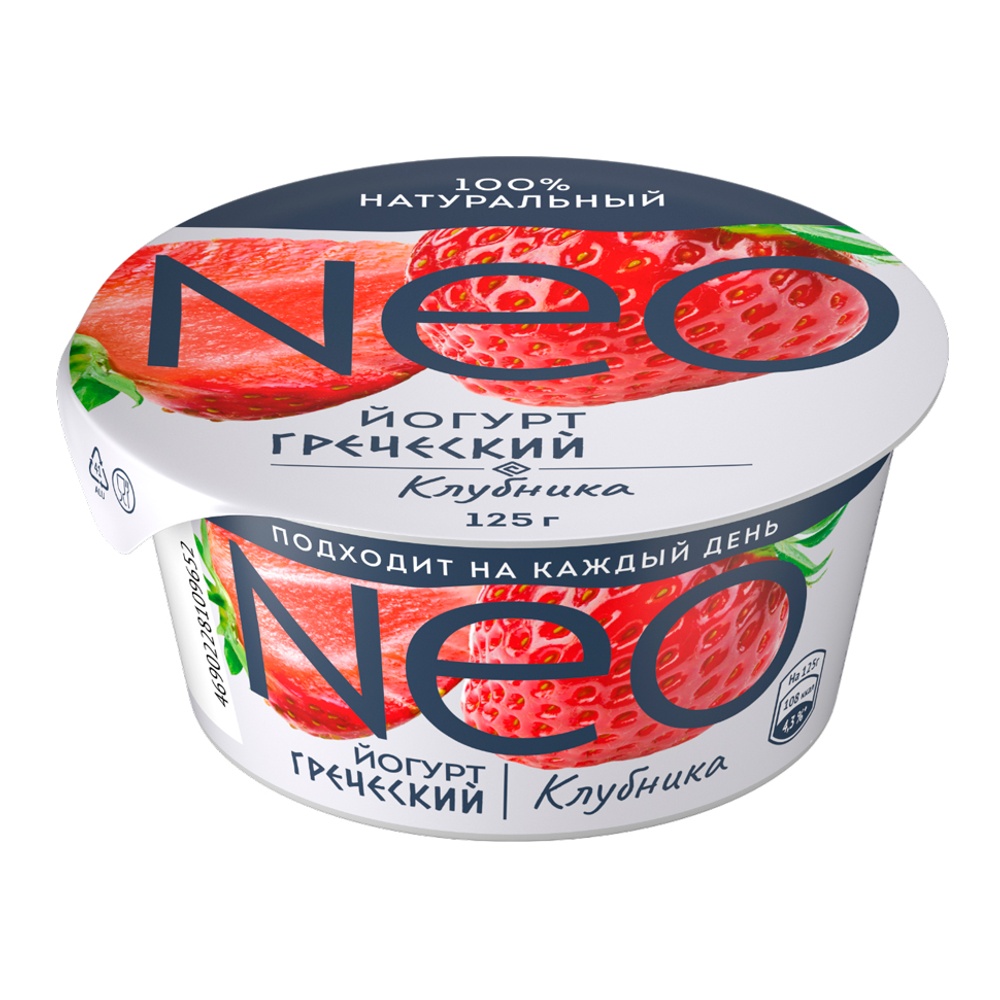 Йогурт Нео Греческий 1,7% 125г клубника пл/ст