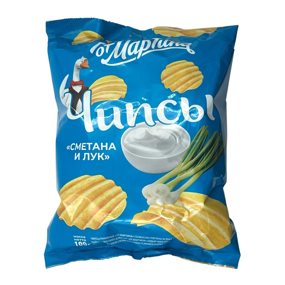 Чипсы От Мартина Рифленые 100г Сметана и Лук