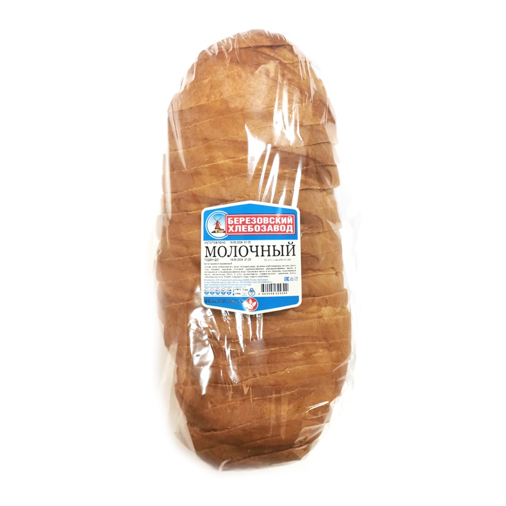 Батон Молочный нарезной 350г Березовский хлебозавод