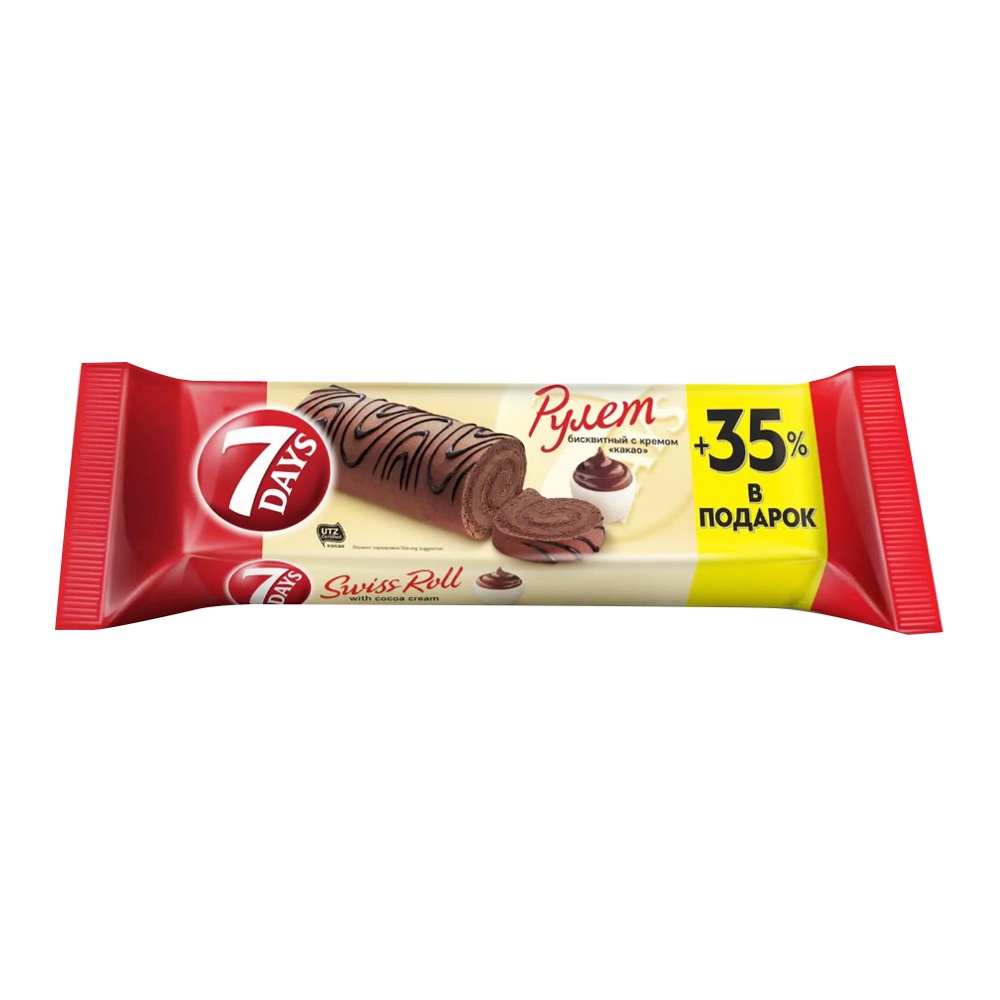 Рулет 7 Дней бисквитный с кремом Какао 200г