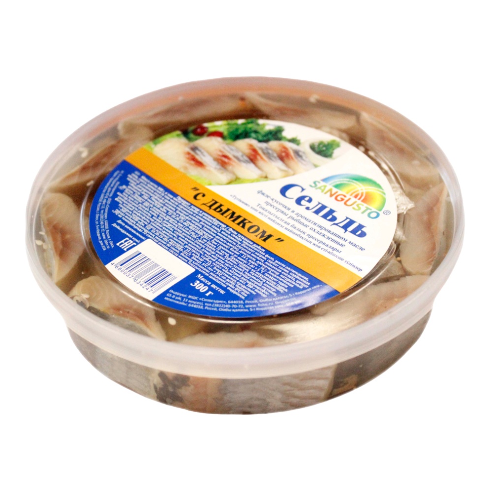 Сельдь Сангусто филе-кусочки в масле с дымком 300г пл/б
