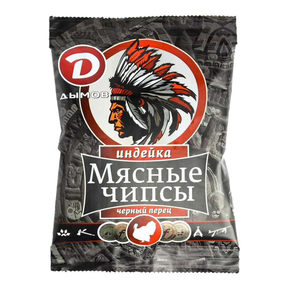 Чипсы из мяса птицы Дымов с индейкой и черным перцем с/в 25г в з/с