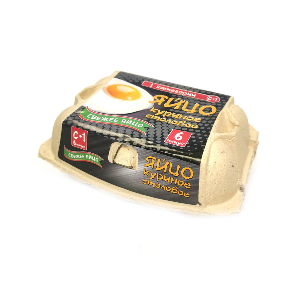 Яйцо куриное столовое Свежее Яйцо 1кат 1уп 6шт карт/уп
