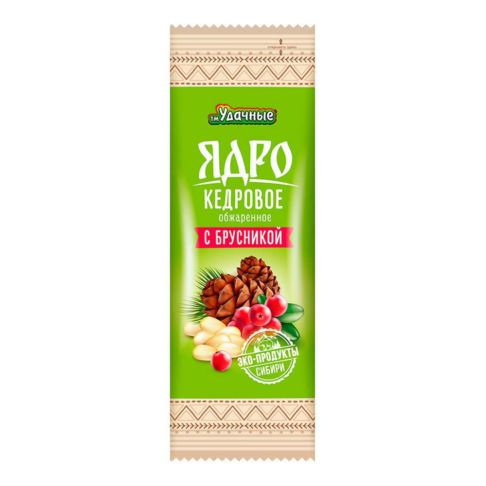 Орех кедровый Удачные ядро обжаренное с брусникой 30г