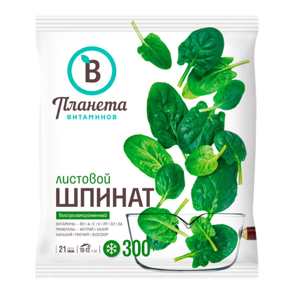 Шпинат Планета витаминов листовой с/м 300г