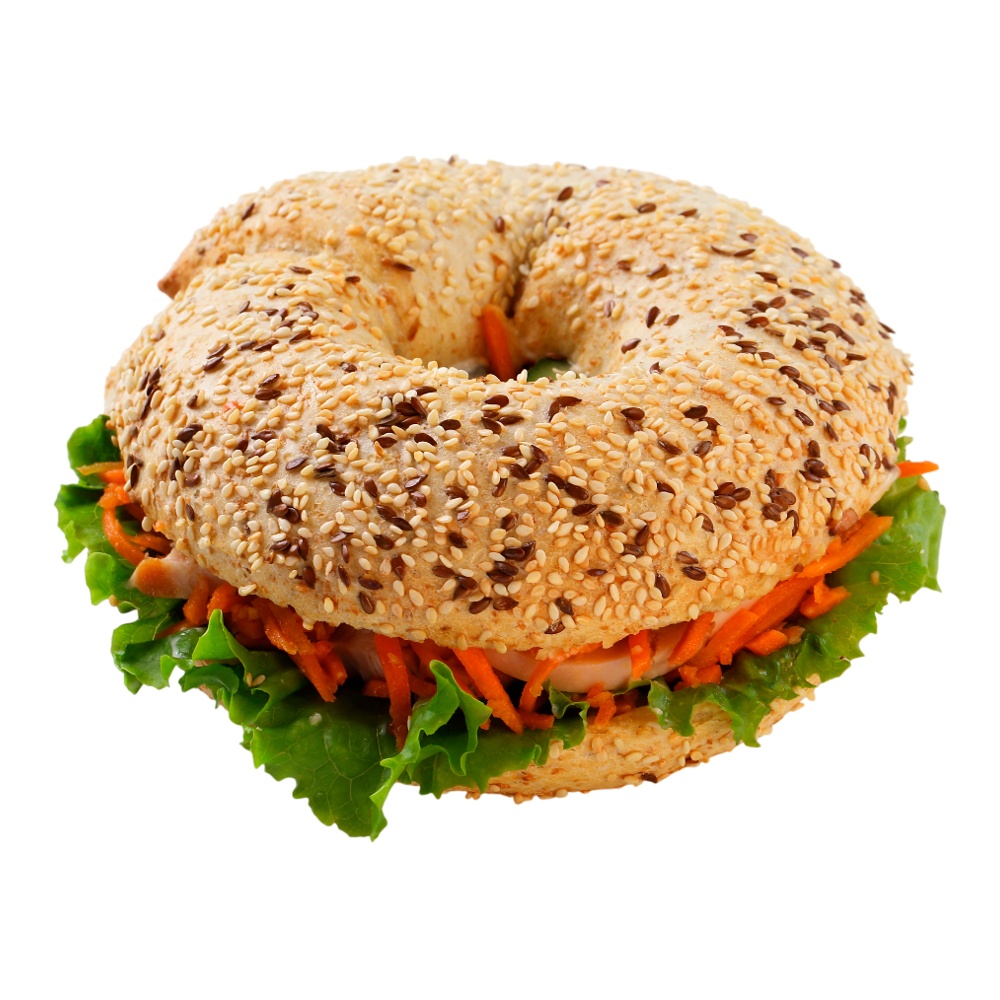 Бейгл многозерновой с копченой курицей и корейской морковью 220г пакет Командор (R)