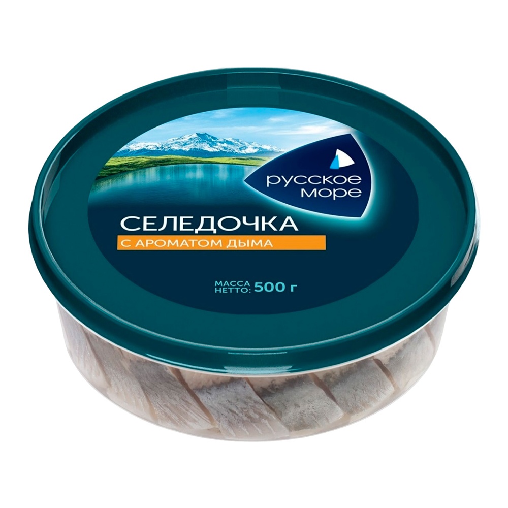 Сельдь Русское море тихоокеанская филе-кусочки с/с с ароматом дыма в масле 500г пл/б