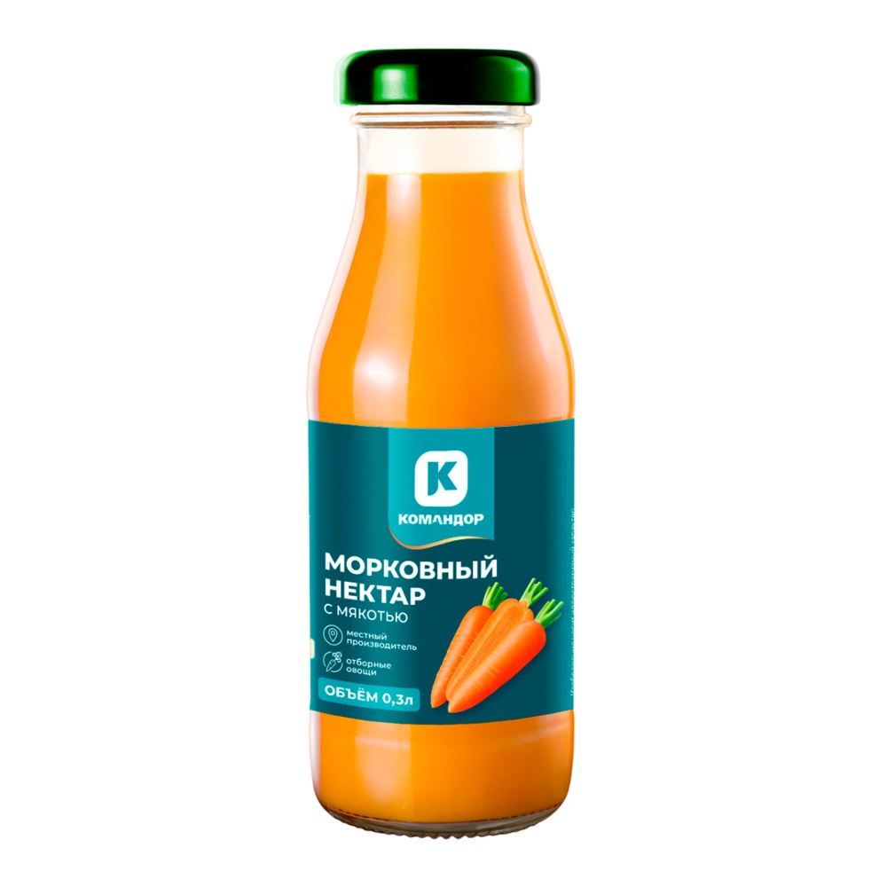 Нектар Командор Морковь с мякотью 0,3л ст/б