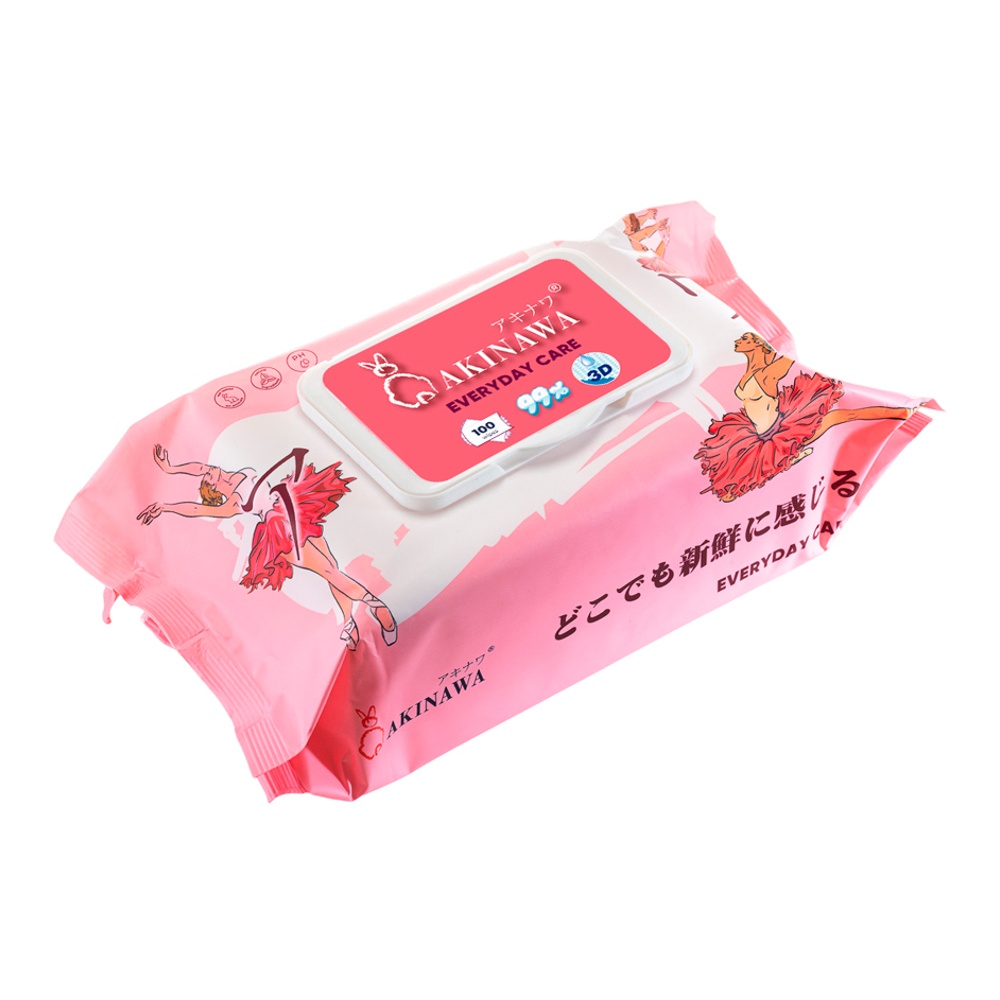 Салфетки влажные Акинава 100шт Универсальные с клапаном