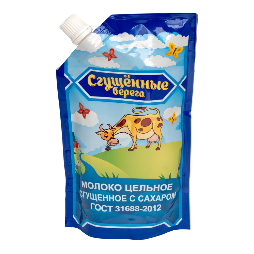 Молоко сгущенное с сахаром Сгущенные берега ГОСТ 8,5% 270г дой-пак
