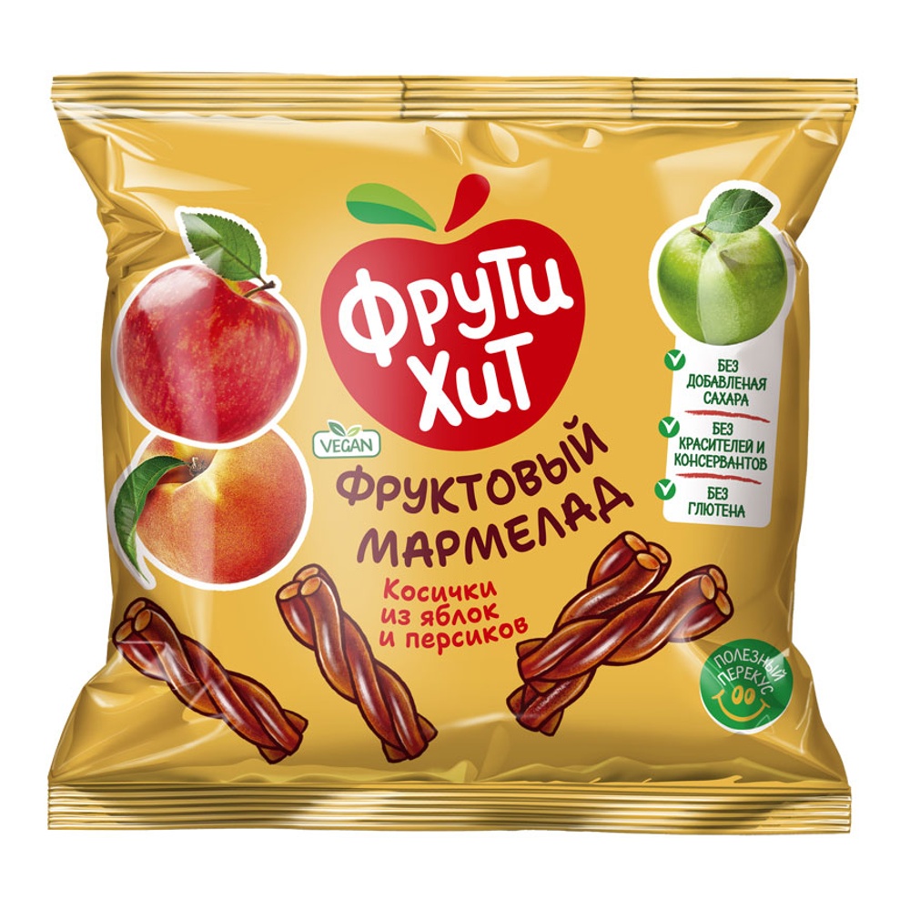 Мармелад жевательный Славконд Фрути Хит Косички из яблок и персиков 45г