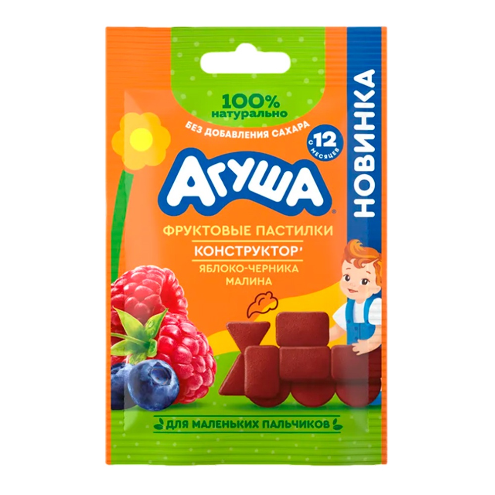 Дет пит Агуша Пастилки фруктовые из яблок, черники и малины с 12мес 12г