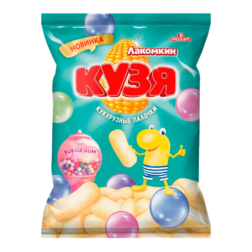 Палочки кукурузные Кузя Лакомкин со вкусом Баббл Гам 100г