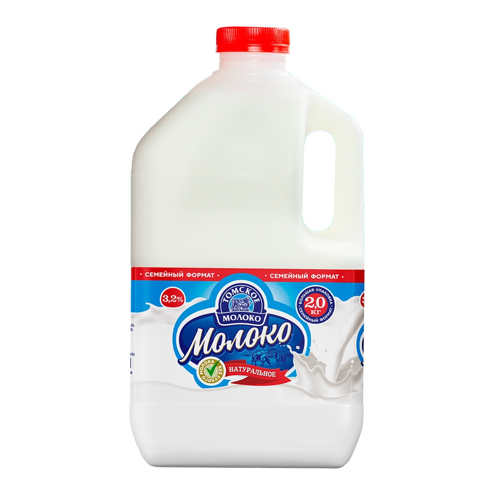 Молоко Томское молоко 3,2% 2,0кг пл/б пастеризованное