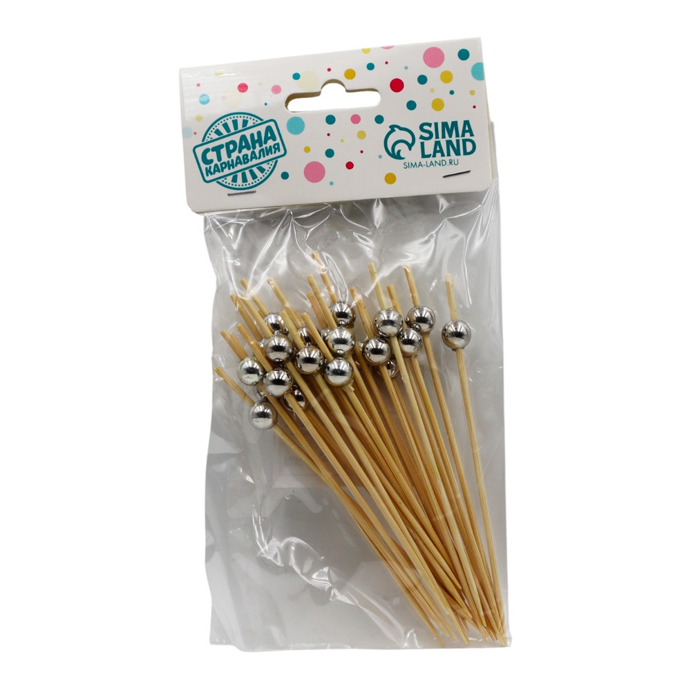 Шпажки для канапе Бусина 24шт бамбук, цвет серый 3296479