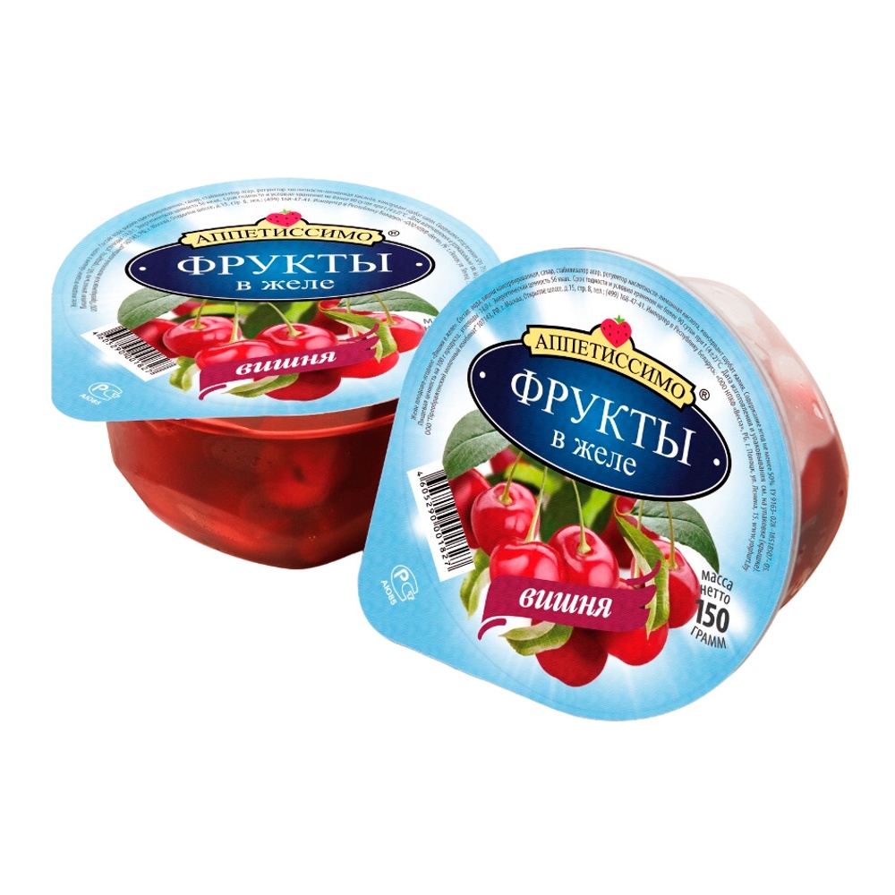 Желе плодово-ягодное Аппетиссимо 150г вишня в желе пл/ст