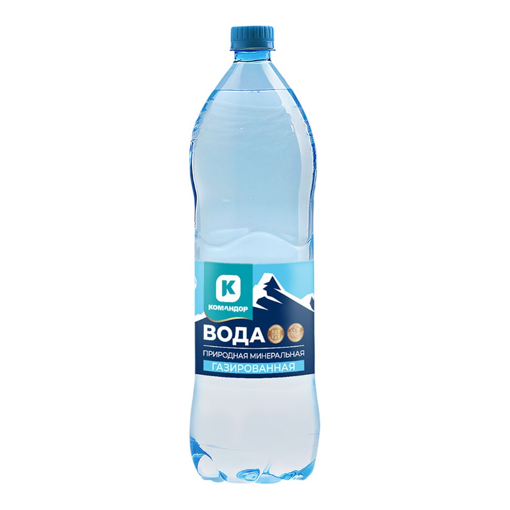 Вода питьевая минеральная Командор газированная 1,5л пл/б