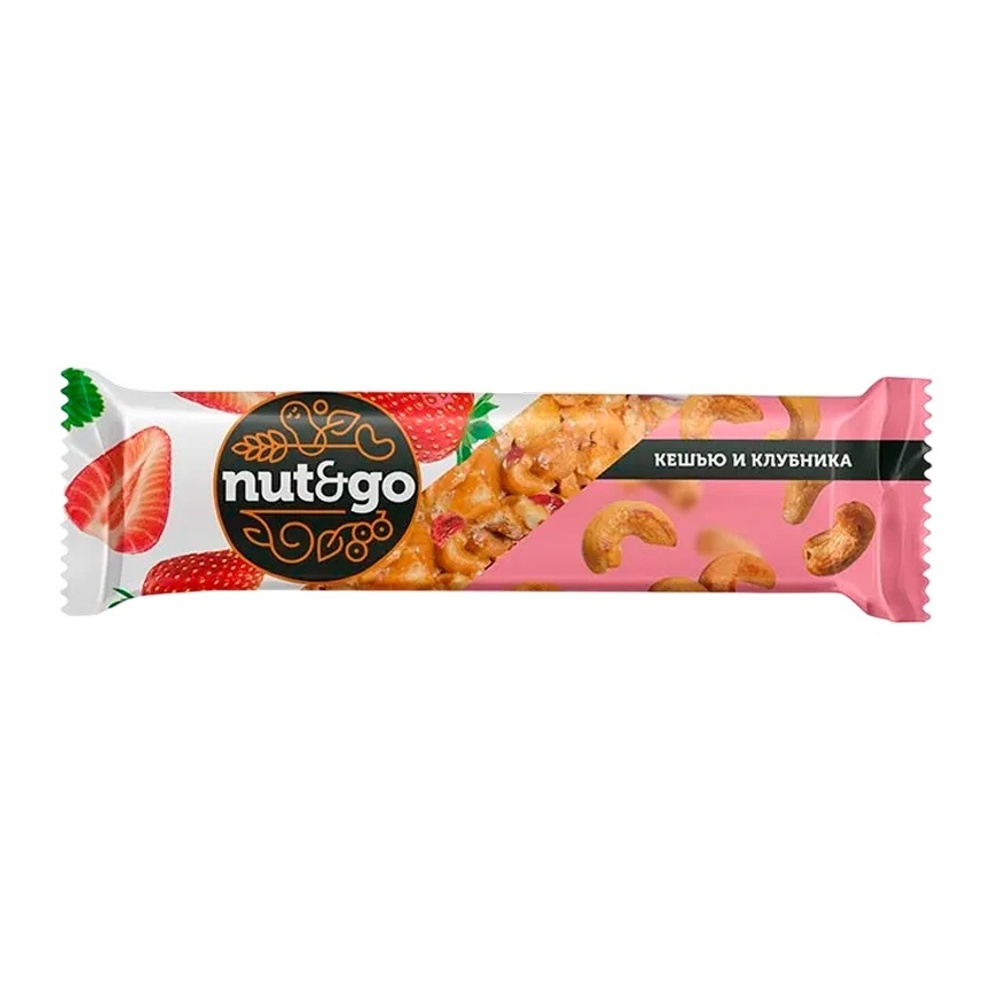 Батончик Нат энд Гоу кешью-клубника глазированный 36г