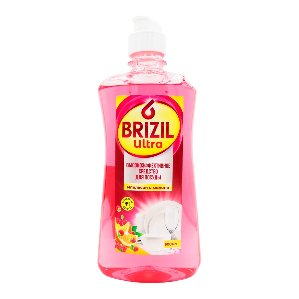 Средство для мытья посуды Бризил Ультра Апельсин-Малина 500мл флиптопом