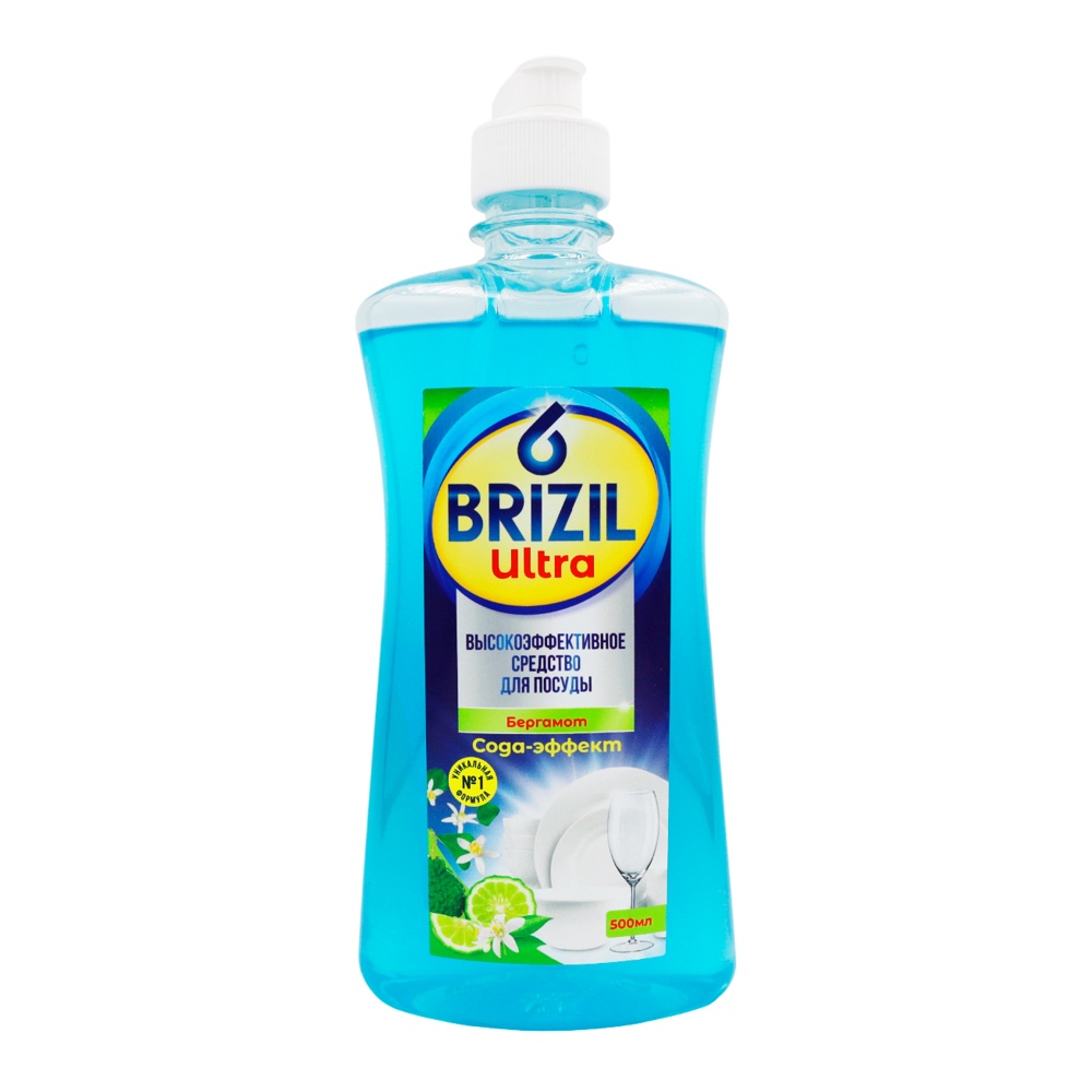 Средство для мытья посуды Бризил Ультра Сода эффект-Бергамот 500мл флиптопом