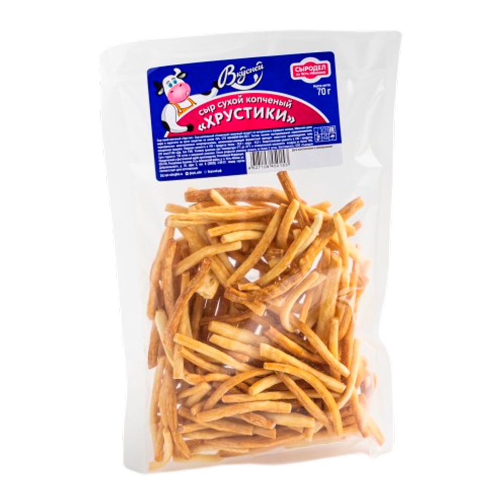 Сыр сухой Вкусней Хрустики копченый 45% 70г в/у СПК Сибирь