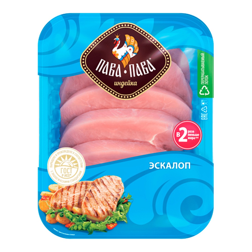 Эскалоп из мяса индейки охлажденный 600г Пава Пава