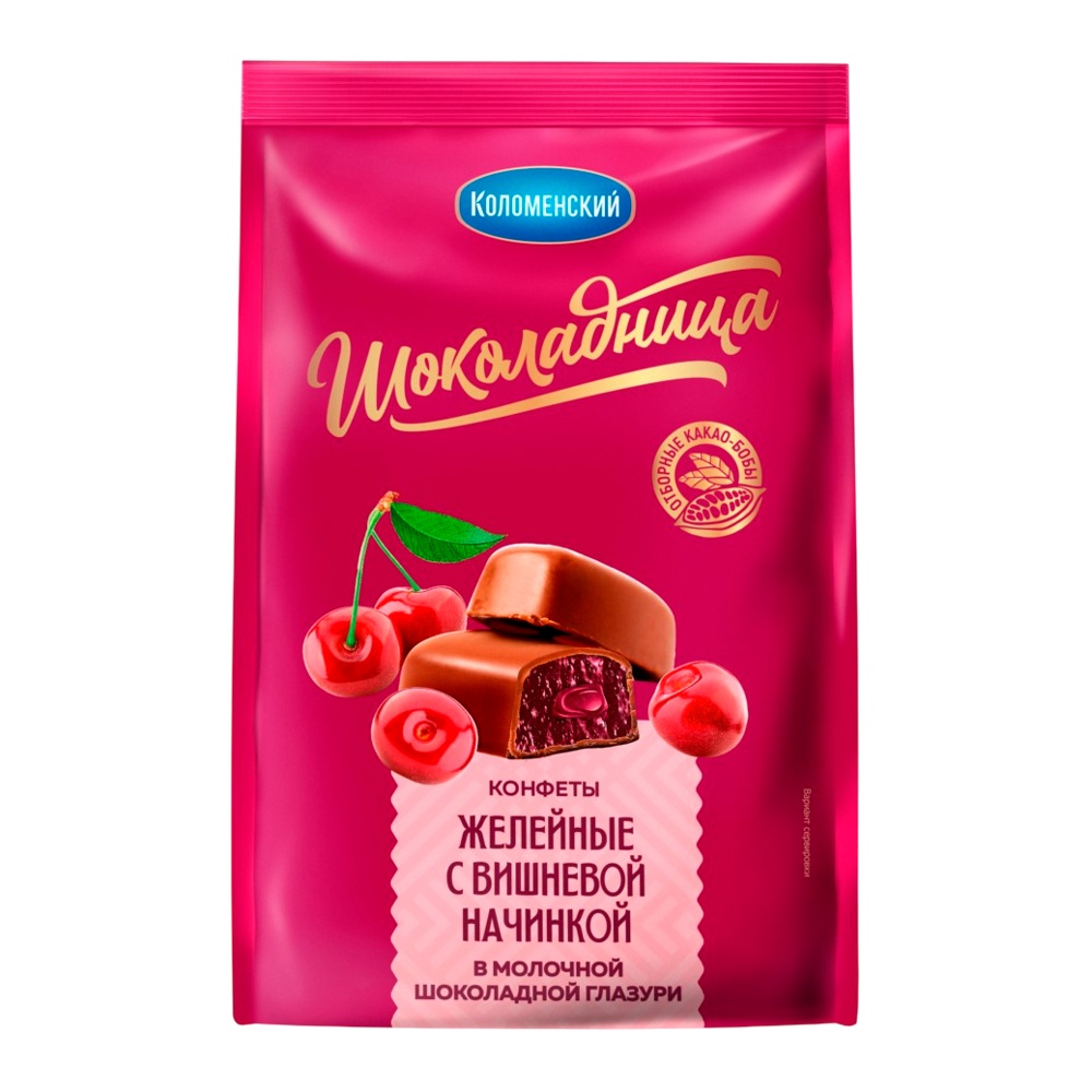 Конфеты Коломенский Шоколадница желейные с вишневой начинкой в глазури 160г