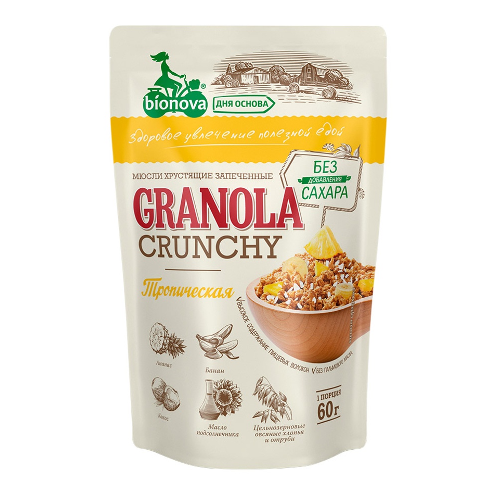 Мюсли Бионова Гранола тропические б/сахара 60г