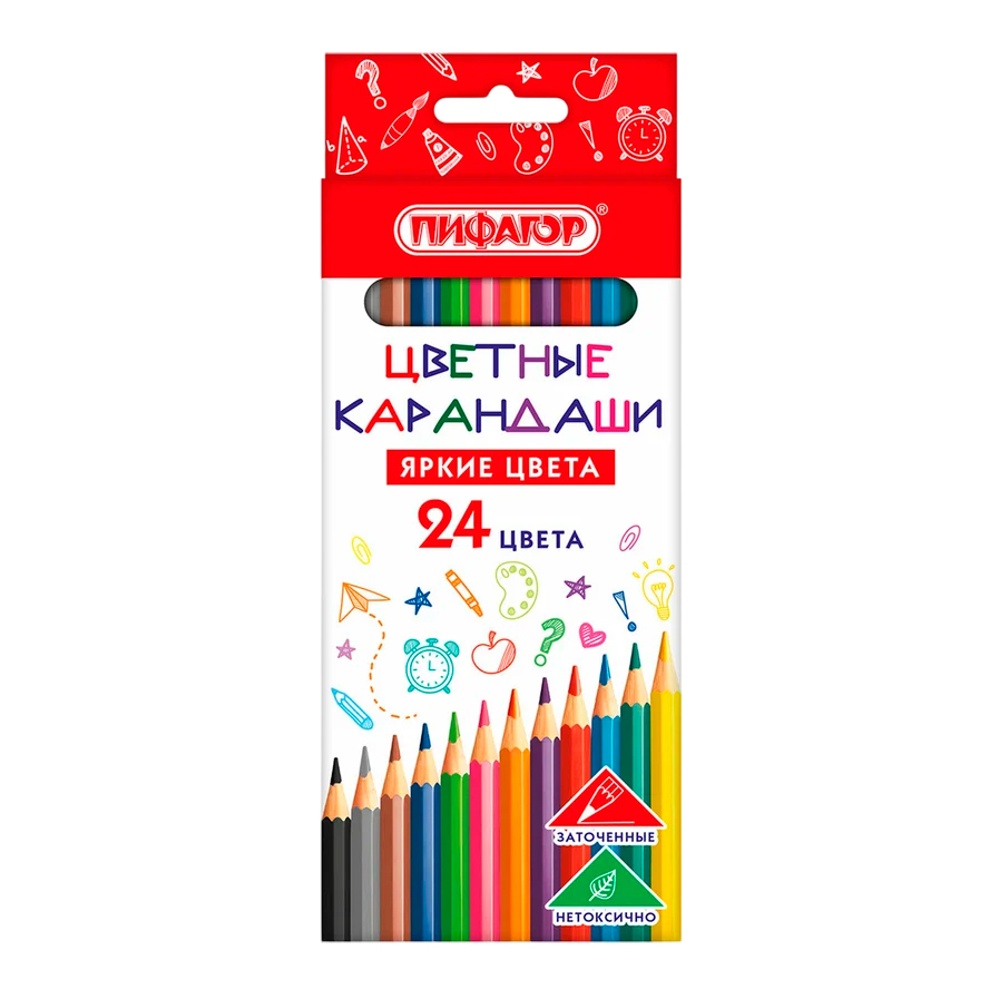 Карандаши 24цв шестигранные, Классик Пифагор 182050
